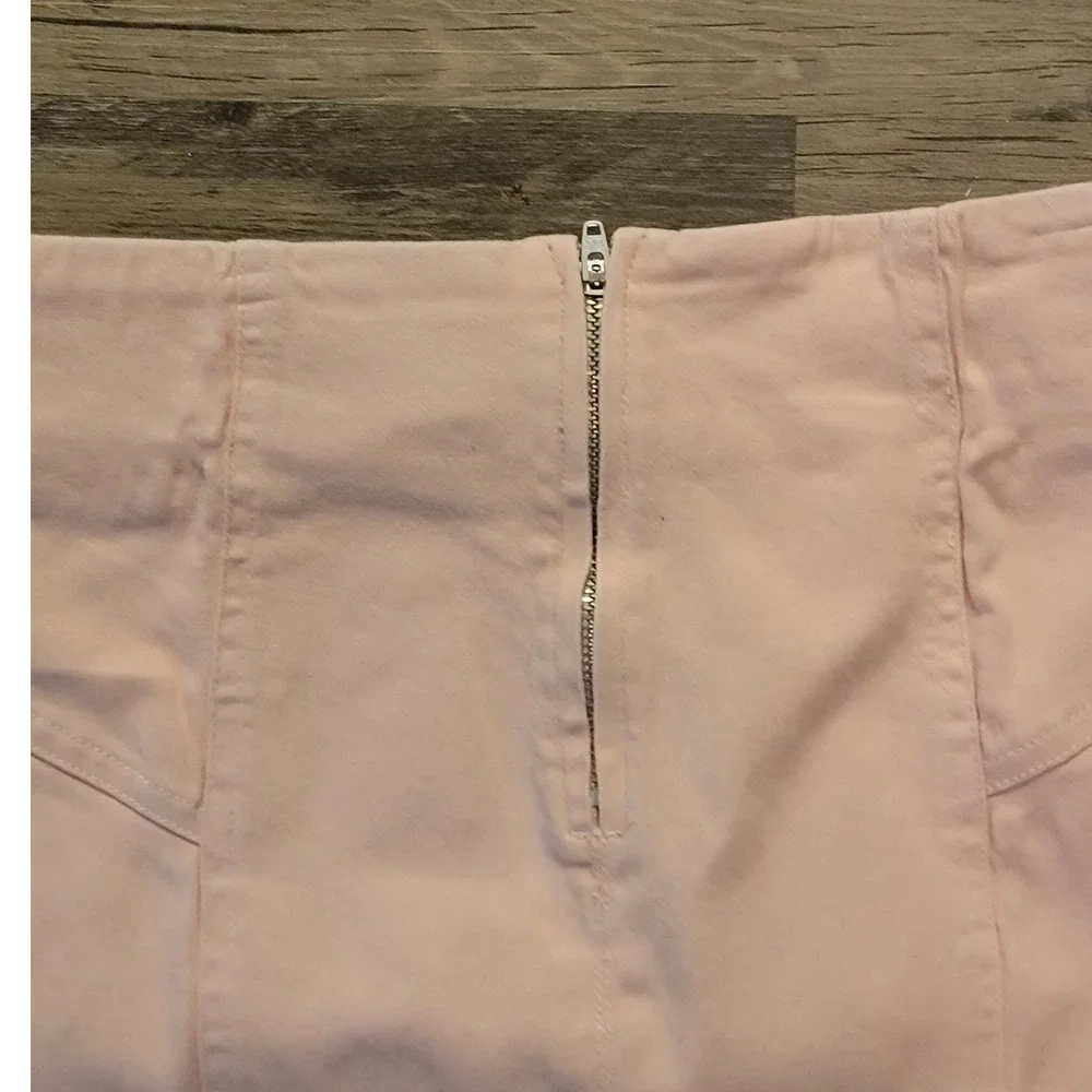 Chelsea &‎ Violet Girls Pink Denim Mini Skirt Size L Zip Back Cotton Blend